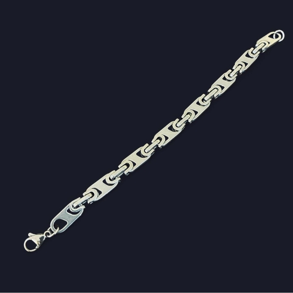 Stainless Steel Silver Link Bracelet 8in